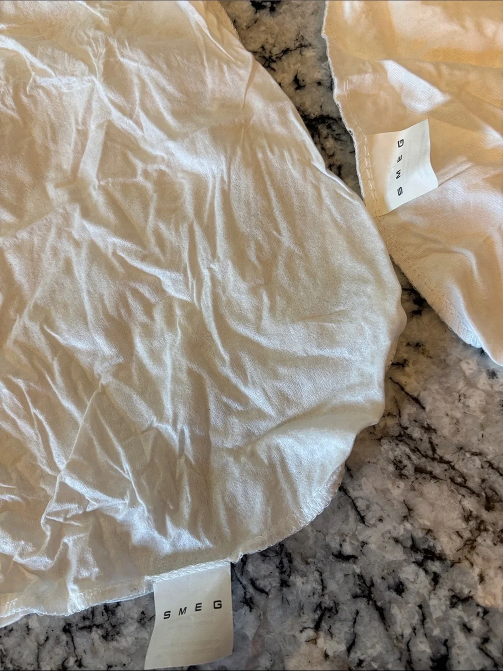White Smeg Coffee Maker Dust Cloth Accessory Set - White Cotton Covers